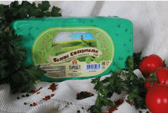 Сыр полутвёрдый с томатами и базиликом «Золото Ставрополья»